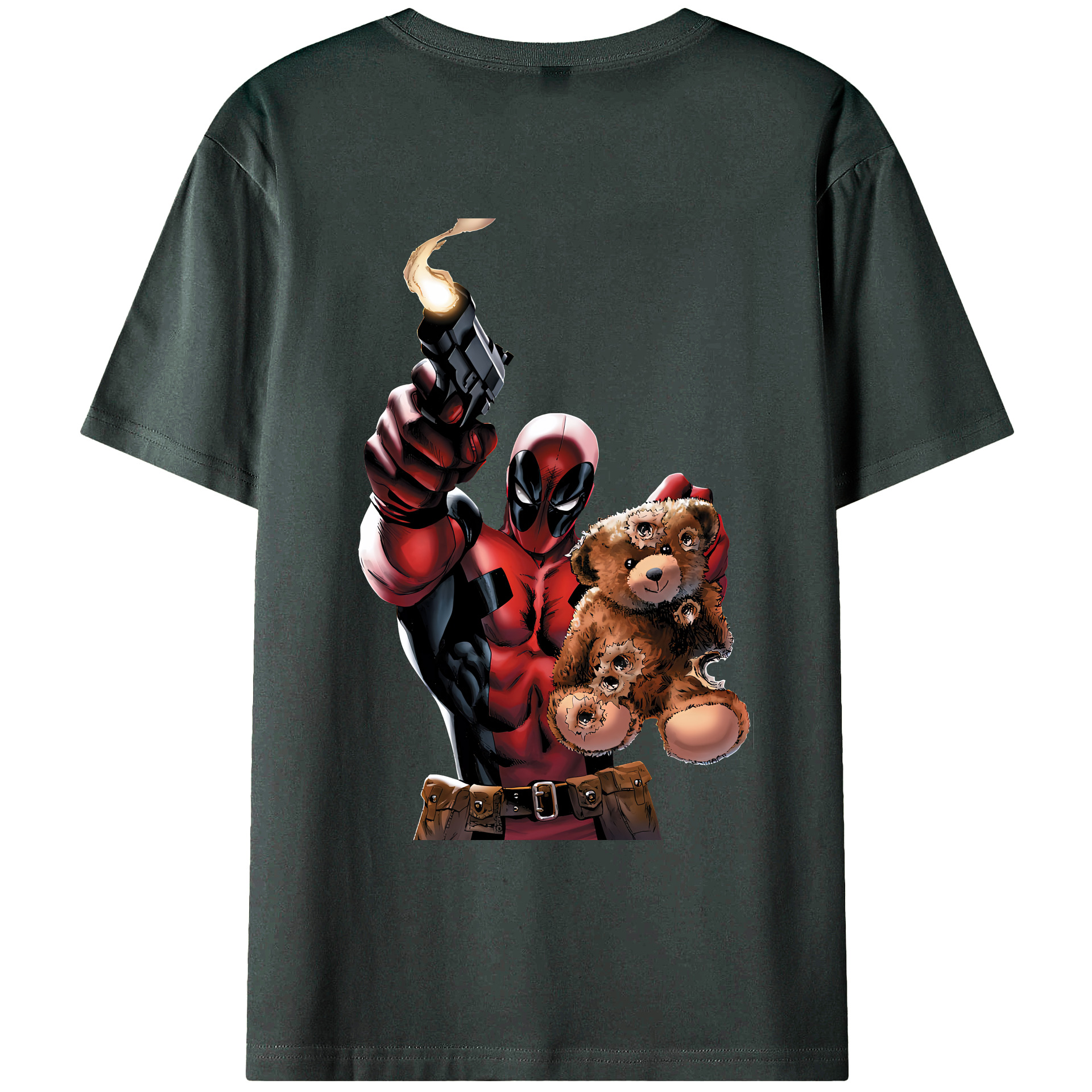 （画像用） Deadpool デッドプール 綿100％ メンズ半袖Tシャツ（バックプリント） 通気性